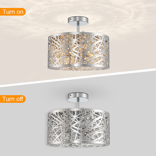 Mercer41 Drum SemiFlush Mount Ceiling Light with Crystals, 5Light